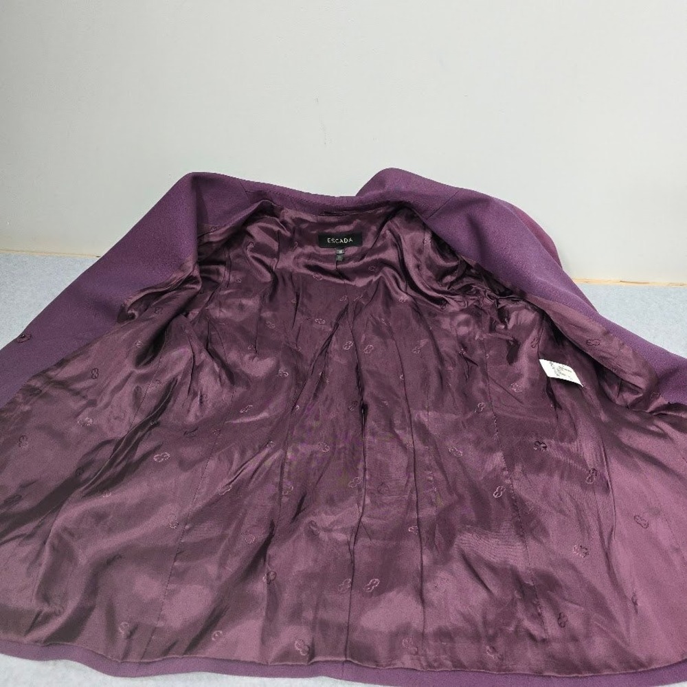 Escada Women Wool Silk Wool Blend Blazer Jacket Purple Size 42 L Office *Flaws - Picture 11 of 16